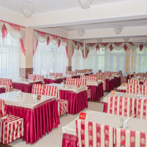 Обеденный зал в санатории «Родник» в Кисловодске - фотография